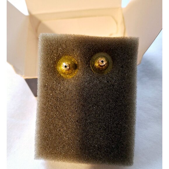 Vintage Avon Goldtone Pink Tulip Green Enamel Leaves Flowerpot Vintage Earrings - Picture 4 of 6